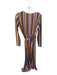 Vici Size M Orange & Blue Polyester Long Sleeve Lines Wrap Maxi Dress Orange & Blue / M