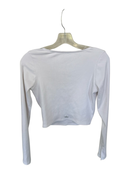 Alo Size Est M White Long Sleeve Ribbed Cropped Athletic Top White / Est M