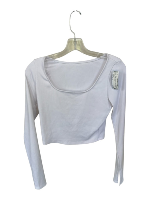 Alo Size Est M White Long Sleeve Ribbed Cropped Athletic Top White / Est M