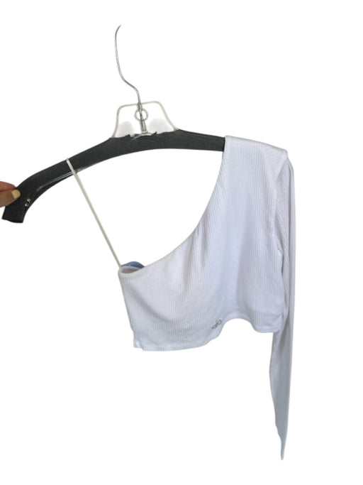 Alo Size M White Modal Blend Built in bra One Long Sleeve Cropped Athletic Top White / M