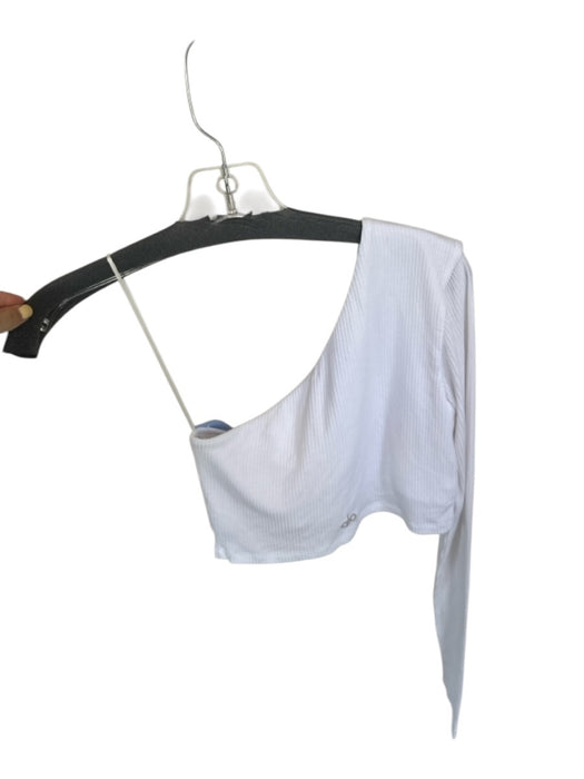 Alo Size M White Modal Blend Built in bra One Long Sleeve Cropped Athletic Top White / M