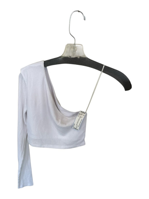 Alo Size M White Modal Blend Built in bra One Long Sleeve Cropped Athletic Top White / M