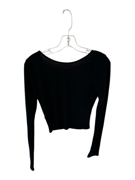 Alo Size Est S Black Long Sleeve Crossover Cropped Athletic Top Black / Est S