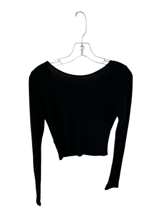 Alo Size Est S Black Long Sleeve Crossover Cropped Athletic Top Black / Est S