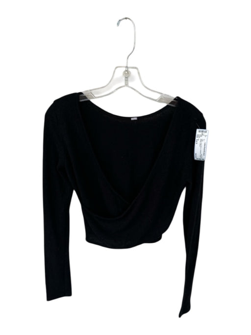 Alo Size Est S Black Long Sleeve Crossover Cropped Athletic Top Black / Est S