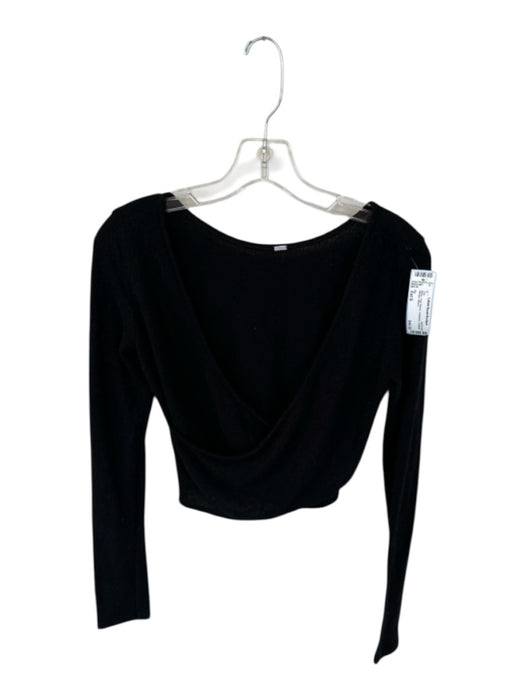 Alo Size Est S Black Long Sleeve Crossover Cropped Athletic Top Black / Est S