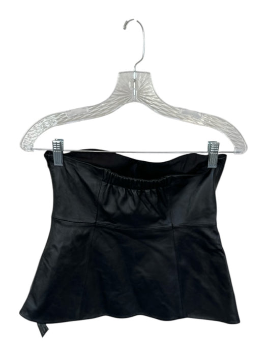 Zara Size S Black Leather Strapless Back Zip Top Black / S