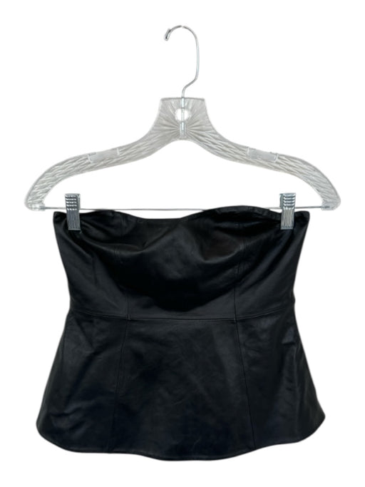Zara Size S Black Leather Strapless Back Zip Top Black / S