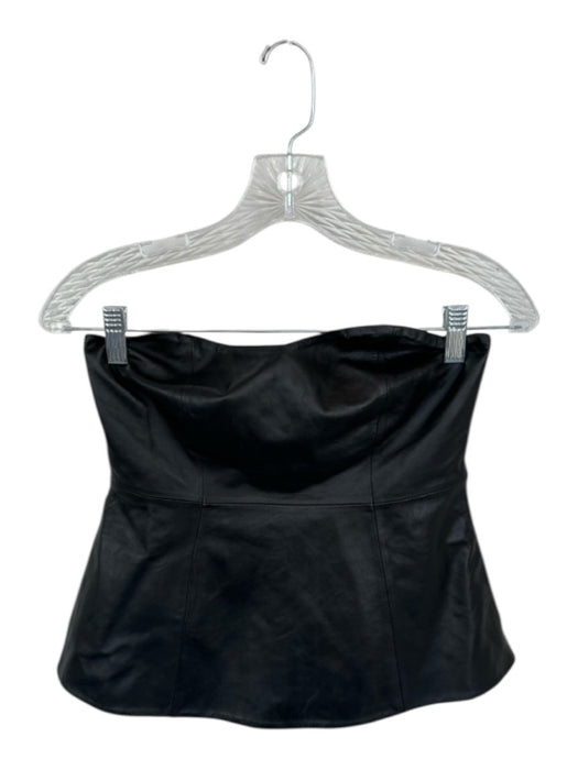 Zara Size S Black Leather Strapless Back Zip Top Black / S