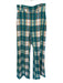 Free People Size 4 Teal & Yellow Polyester Blend High Waist Plaid Wide Leg Pants Teal & Yellow / 4