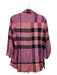 Burberry Size S Pink & Purple Print Cotton Plaid Half Button 3/4 Sleeve Top Pink & Purple Print / S