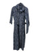 Samantha Sung Size 8 Black, Blue & White Cotton Abstract Maxi Pleat Detail Dress Black, Blue & White / 8