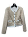 Vita Grace Size M Beige & White Polyester Button Up Gold Button Detail Jacket Beige & White / M