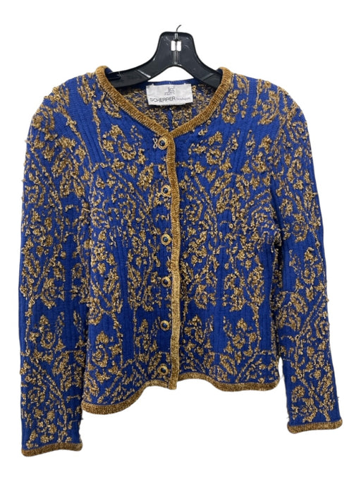 Jean-Louis Scherrer Size S Blue & Mustard Print Missing Material Tag Jacket Blue & Mustard Print / S