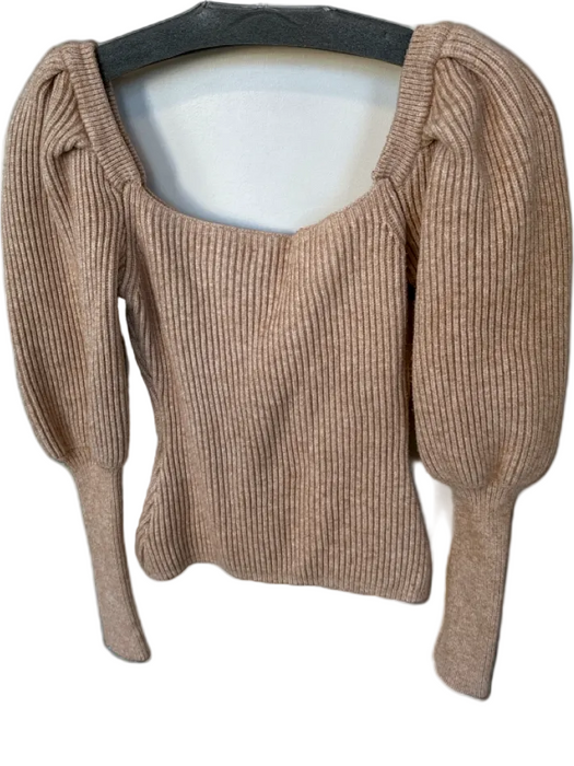 ASTR Size S Beige Viscose Blend Long Sleeve Off the Shoulder Sweater Beige / S