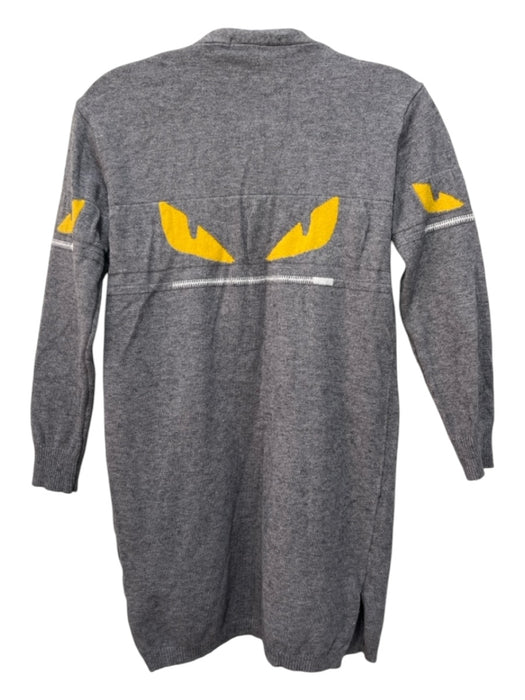 Fendi Size XS/S Gray & Yellow Cotton open frame graphic 3/4 Sleeve Cardigan Gray & Yellow / XS/S