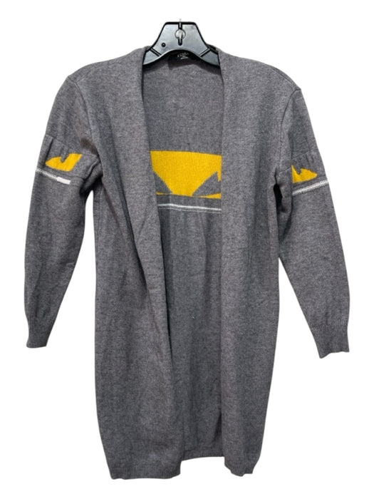 Fendi Size XS/S Gray & Yellow Cotton open frame graphic 3/4 Sleeve Cardigan Gray & Yellow / XS/S