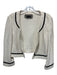 St John Size S Cream & Black Wool Pearl Detail Crop Open Front Jacket Cream & Black / S