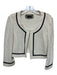 St John Size S Cream & Black Wool Pearl Detail Crop Open Front Jacket Cream & Black / S