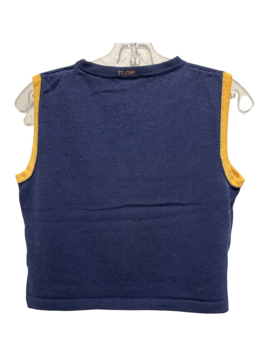 St John Sport Size S Navy & Yellow Wool Blend Sleeveless Crop Scoop Neck Top Navy & Yellow / S