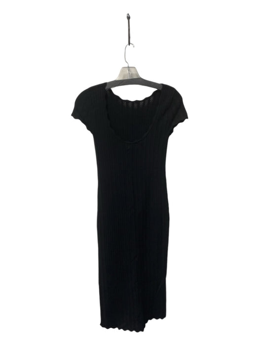 Wilfred Size XS Black Viscose Scoop Back Knit Ruffle Detail Body Con Dress Black / XS