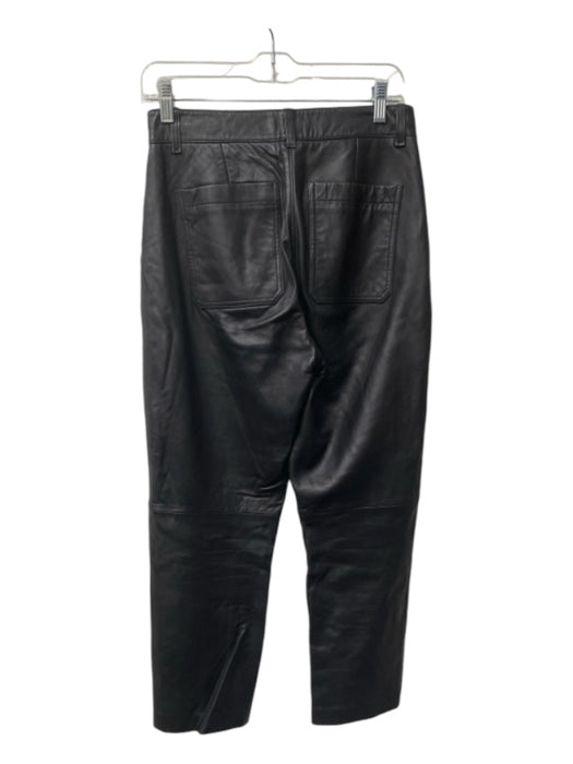 Everlane Size 2 Black Leather High Rise 4 Pocket Belt loops Zip Fly Pants Black / 2