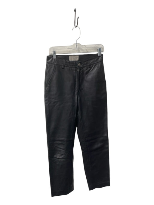 Everlane Size 2 Black Leather High Rise 4 Pocket Belt loops Zip Fly Pants Black / 2