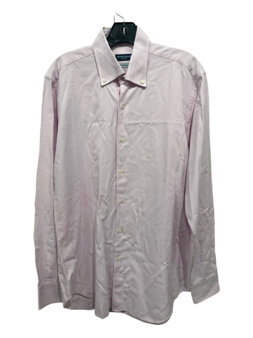 Peter Millar Size M Pink Cotton Blend Solid Button Down Men's Long Sleeve Shirt M