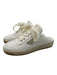 Prada Shoe Size 37 Cream White Leather Perforated Logo Laces Mule Sneakers Cream White / 37