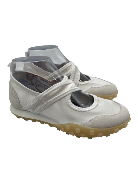 Jil Sander Shoe Size 36 White & Cream Satin & Suede Criss Cross Ballet Sneakers White & Cream / 36
