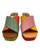 Charlotte Stone Shoe Size 7 Pink, Green, Multi Leather Criss Cross Mule Sandals Pink, Green, Multi / 7