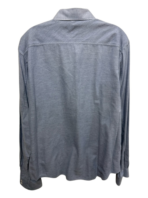 JACHS Size XL Blue Cotton Solid Button Up Front Pockets Men's Long Sleeve Shirt Blue / XL