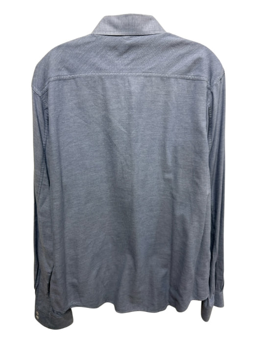 JACHS Size XL Blue Cotton Solid Button Up Front Pockets Men's Long Sleeve Shirt Blue / XL