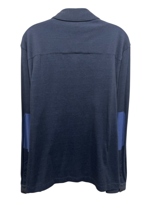 Boss Size XXL Navy Cotton Blend Solid Button Up Men's Long Sleeve Shirt Navy / XXL