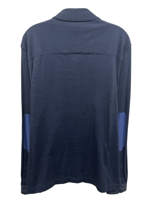 Boss Size XXL Navy Cotton Blend Solid Button Up Men's Long Sleeve Shirt Navy / XXL