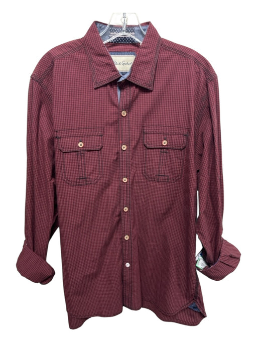 Robert Graham Size XL Red & Gray Cotton Blend Plaid Button Up Long Sleeve Shirt Red & Gray / XL