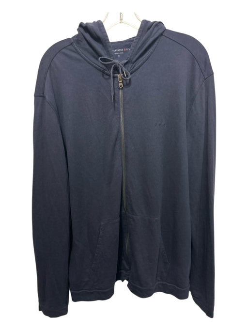 John Varvatos Size XL Navy Cotton Blend Solid Hoodie Zip Up Men's Jacket Navy / XL