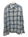 Faherty Size XXL Blue & White Cotton Plaid Button Down Men's Long Sleeve Shirt XXL