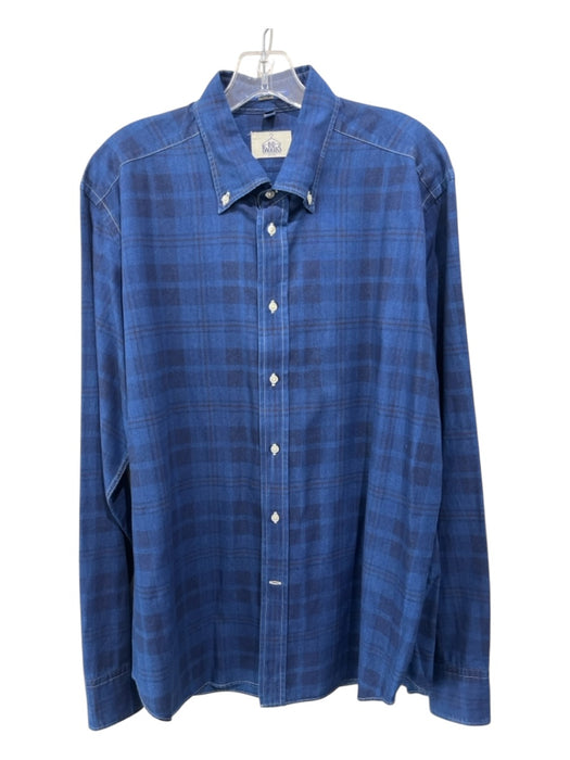 BD Baggies Size XL Blue & Navy Cotton Plaid Button Down Men's Long Sleeve Shirt XL