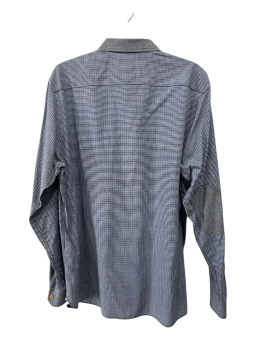 Ted Baker Size 6 Blue & Gray Cotton Blend Plaid Button Down Long Sleeve Shirt 6