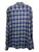 Hartford Size XXL Blue & Grey Cotton Plaid Button Down Men's Long Sleeve Shirt XXL