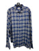 Hartford Size XXL Blue & Grey Cotton Plaid Button Down Men's Long Sleeve Shirt XXL