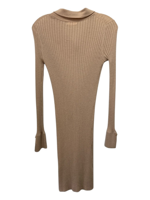 Sablyn Size S Beige Cashmere Button Ribbed Knit Long Sleeve Knee length Dress Beige / S