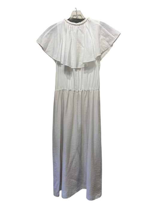 Vince Size S White Viscose Wrap Ruffle Trim Midi Dress White / S