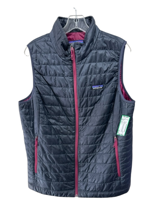 Patagonia Size XL Gray & Fuchsia Polyester Square Quilted Zip Pocket Sweater Gray & Fuchsia / XL