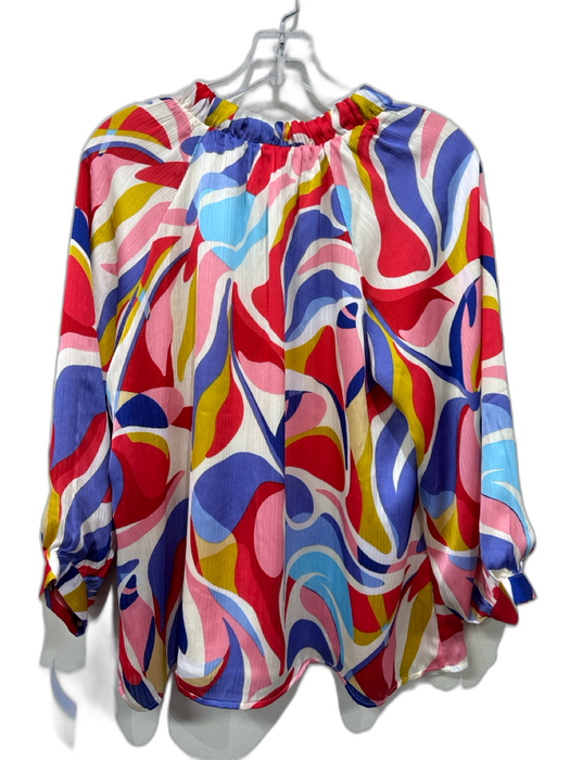 Jade Melody Tam Size L White, Red, Multi Polyester Abstract Print V Neck Top White, Red, Multi / L