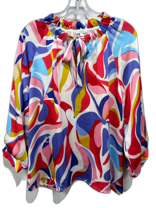 Jade Melody Tam Size L White, Red, Multi Polyester Abstract Print V Neck Top White, Red, Multi / L
