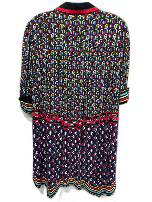 Alice + Olivia Size Large Black, Blue, Red Polyester Blend Geometric Dress Black, Blue, Red / Large