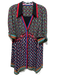 Alice + Olivia Size Large Black, Blue, Red Polyester Blend Geometric Dress Black, Blue, Red / Large