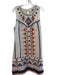Anthropologie Size 14 Cream & Multi Rayon & Linen Embroidered Sleeveless Dress Cream & Multi / 14
